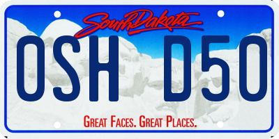 SD license plate 0SHD50