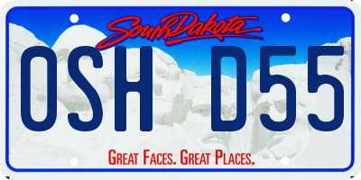 SD license plate 0SHD55