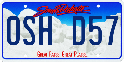 SD license plate 0SHD57