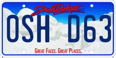 SD license plate 0SHD63