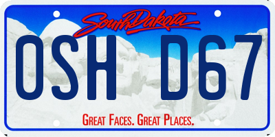 SD license plate 0SHD67