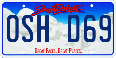 SD license plate 0SHD69