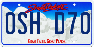 SD license plate 0SHD70