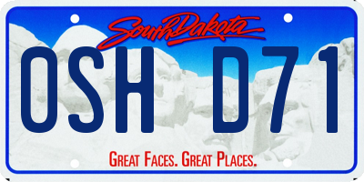 SD license plate 0SHD71