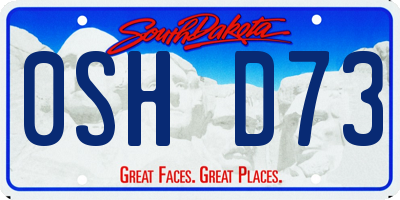 SD license plate 0SHD73