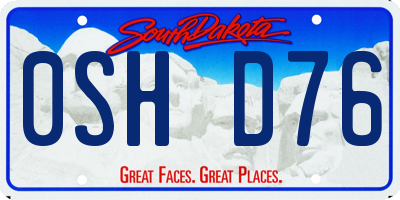 SD license plate 0SHD76