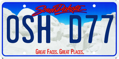 SD license plate 0SHD77
