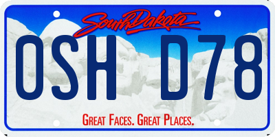 SD license plate 0SHD78