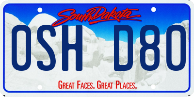 SD license plate 0SHD80