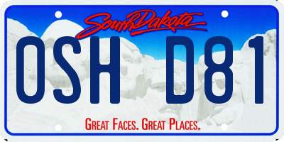 SD license plate 0SHD81