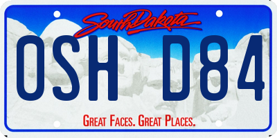 SD license plate 0SHD84