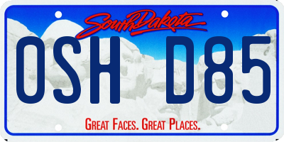 SD license plate 0SHD85