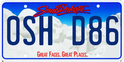 SD license plate 0SHD86