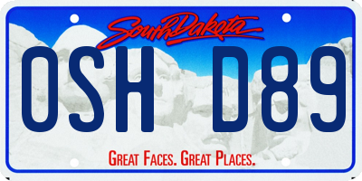 SD license plate 0SHD89
