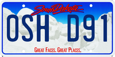 SD license plate 0SHD91