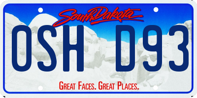 SD license plate 0SHD93