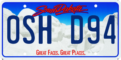 SD license plate 0SHD94