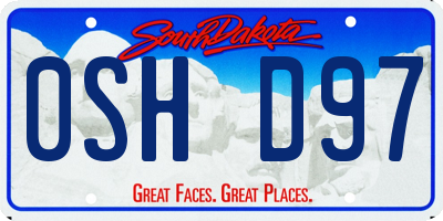 SD license plate 0SHD97