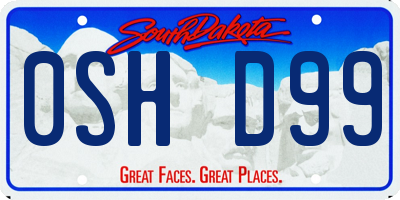 SD license plate 0SHD99