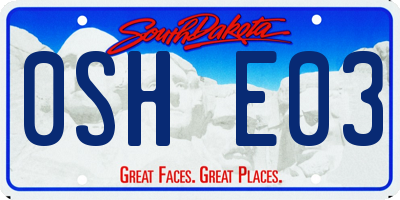 SD license plate 0SHE03