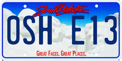 SD license plate 0SHE13