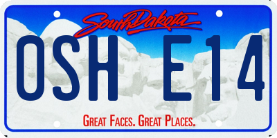SD license plate 0SHE14