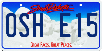 SD license plate 0SHE15