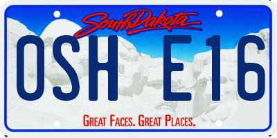 SD license plate 0SHE16