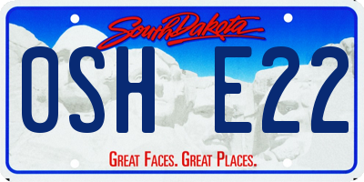 SD license plate 0SHE22