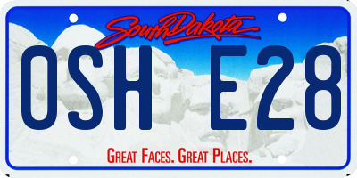 SD license plate 0SHE28