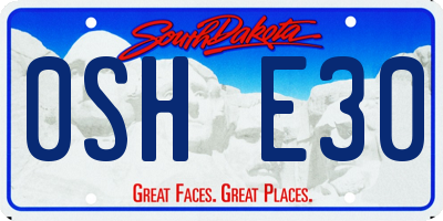 SD license plate 0SHE30