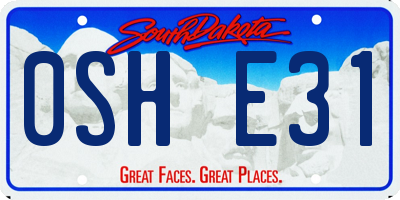 SD license plate 0SHE31