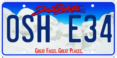 SD license plate 0SHE34