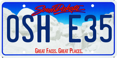 SD license plate 0SHE35