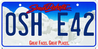 SD license plate 0SHE42