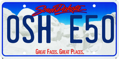 SD license plate 0SHE50