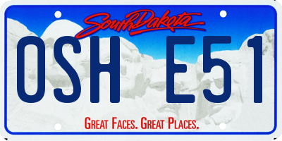SD license plate 0SHE51