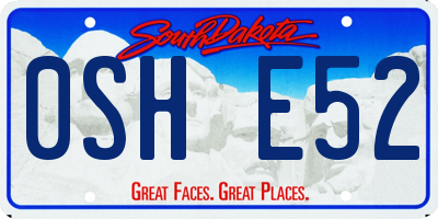 SD license plate 0SHE52