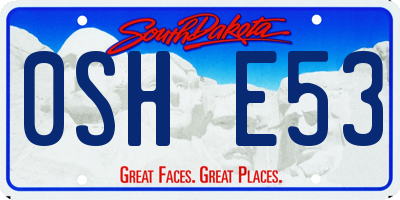 SD license plate 0SHE53