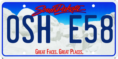 SD license plate 0SHE58