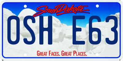 SD license plate 0SHE63