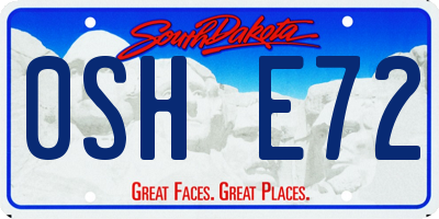 SD license plate 0SHE72
