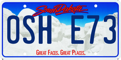 SD license plate 0SHE73