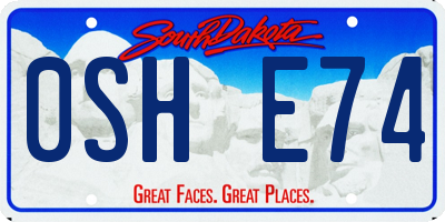 SD license plate 0SHE74