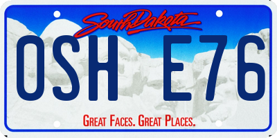 SD license plate 0SHE76