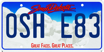 SD license plate 0SHE83