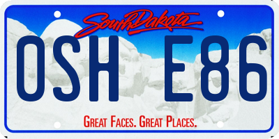 SD license plate 0SHE86