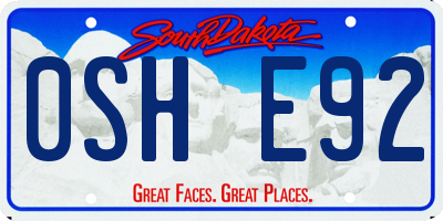 SD license plate 0SHE92