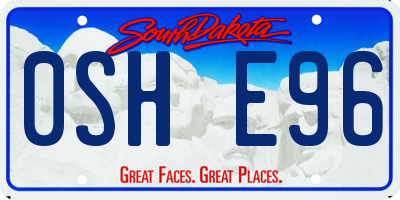 SD license plate 0SHE96
