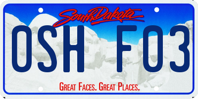 SD license plate 0SHF03